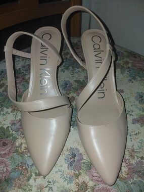 Calvin Klein Nude Pointed Slingback Heels